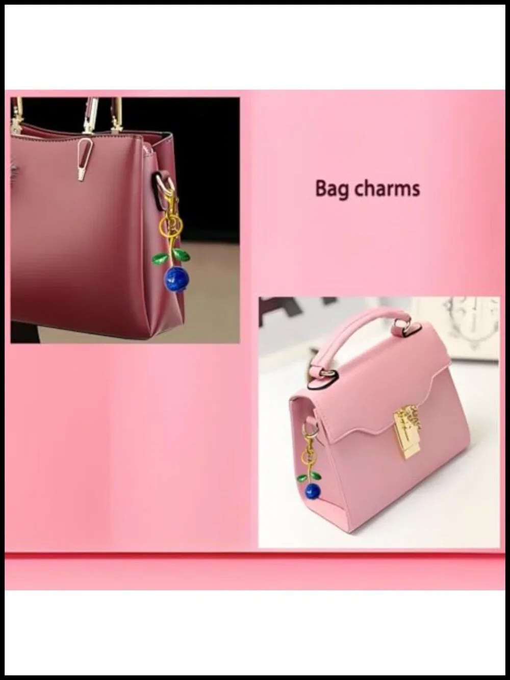 Blueberry Fruit Keychain Bag Charm Metal Alloy Resin Purse Accessory Women Gift